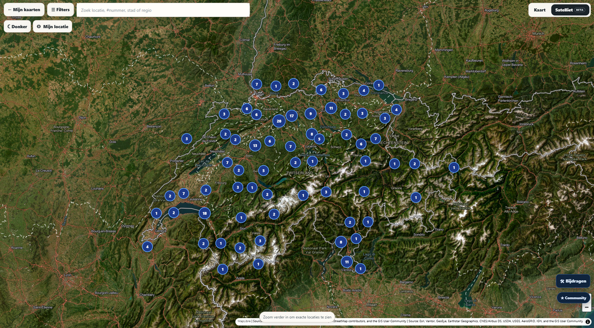 Zwitserland Urbex Kaart - 1.000+ Locaties