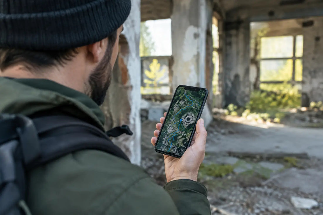 Voorbeeld offline route navigatie voor urbex