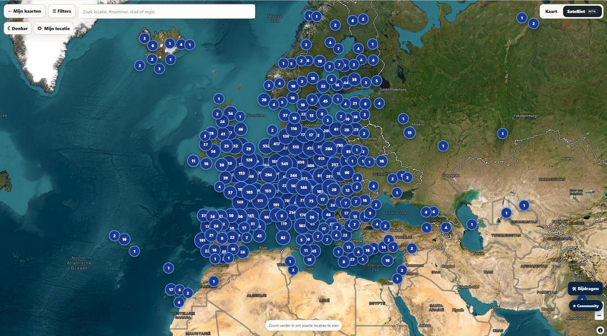 Europa Urbex Kaart - 50.000+ Locaties