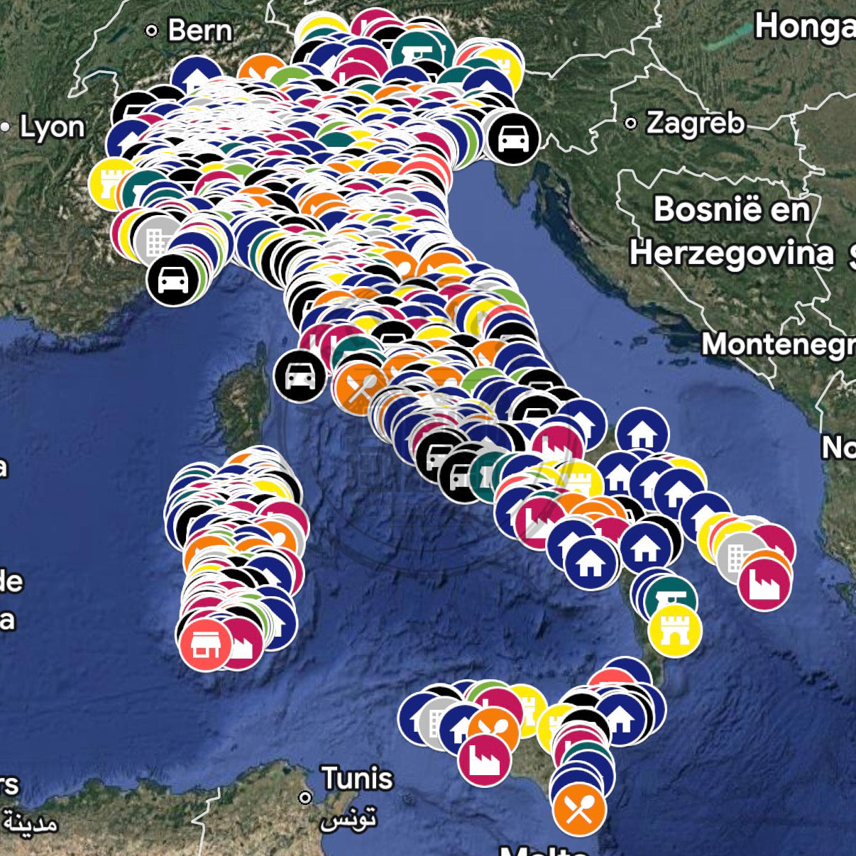 Italië Urbex Kaart - 1.500+ Locaties