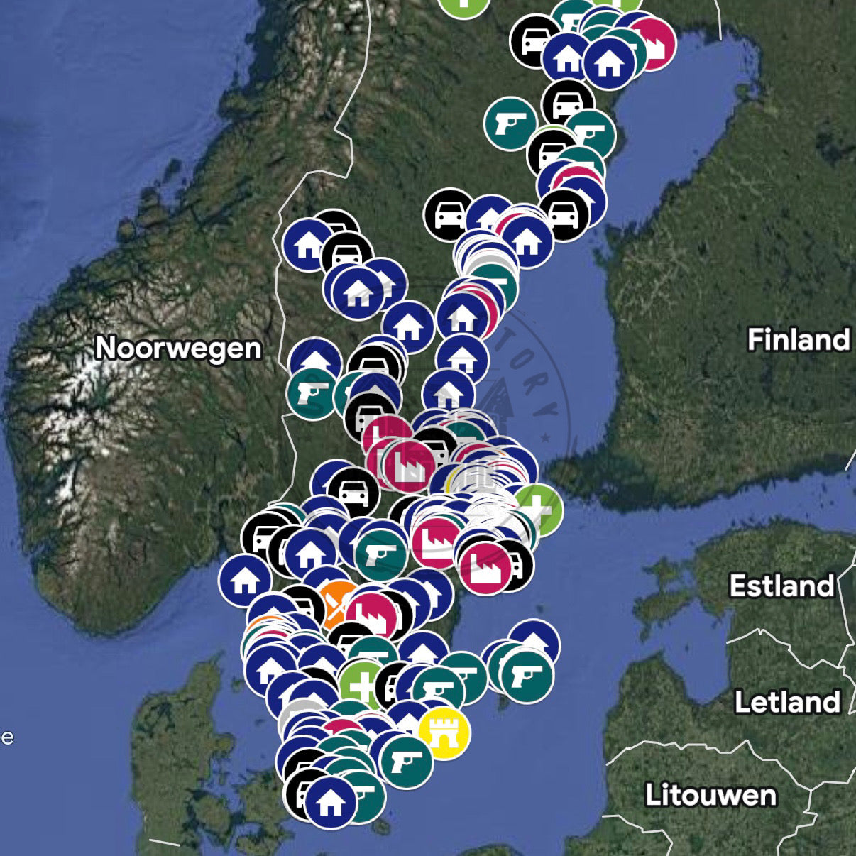 Zweden Urbex Kaart - 350+ Locaties